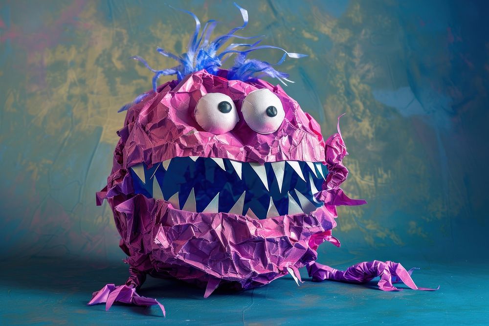 Monster in style of crumpled pinata person human.