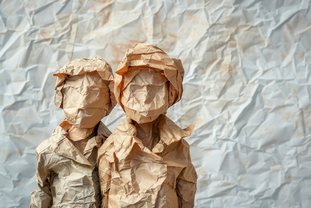 Children in style of crumpled person human toy.