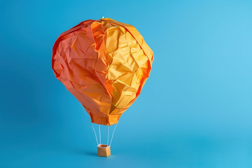Air balloon in style of crumpled transportation aircraft vehicle.
