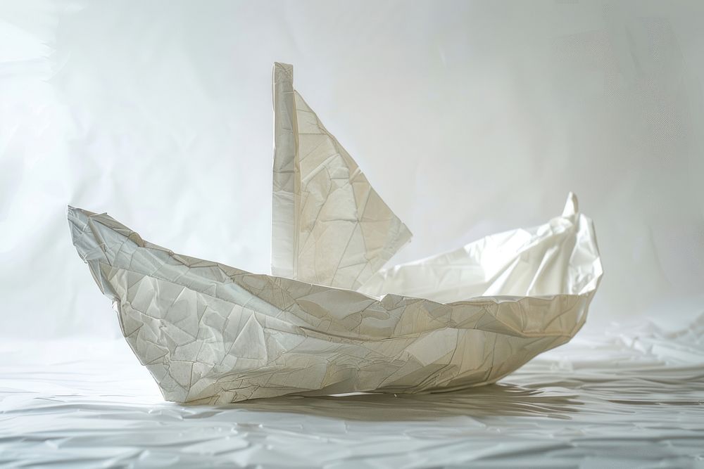 Boat in style of crumpled paper bathing cushion.