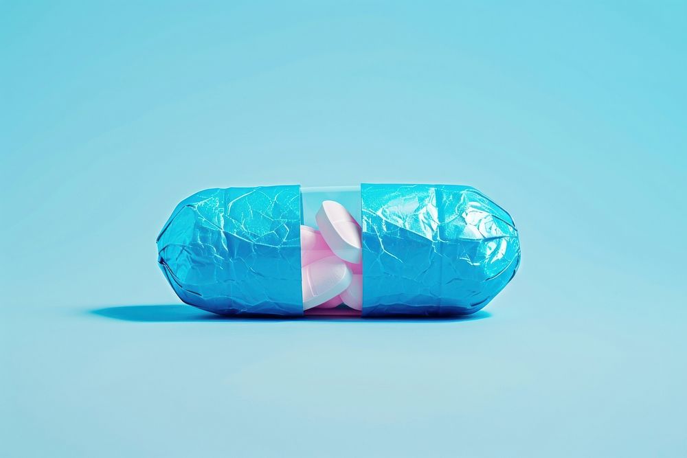 Capsule in style of crumpled medication produce fruit.
