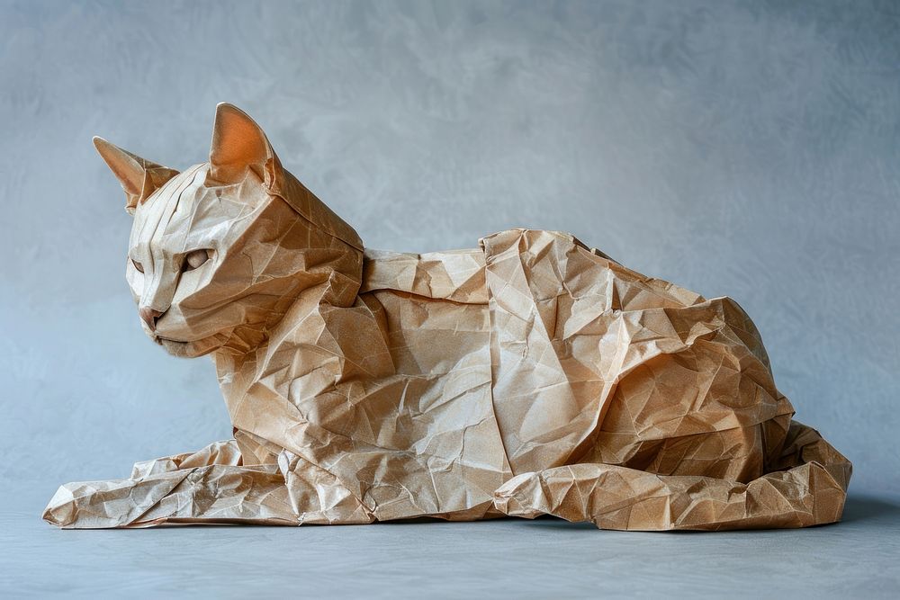 Cat in style of crumpled paper animal mammal.