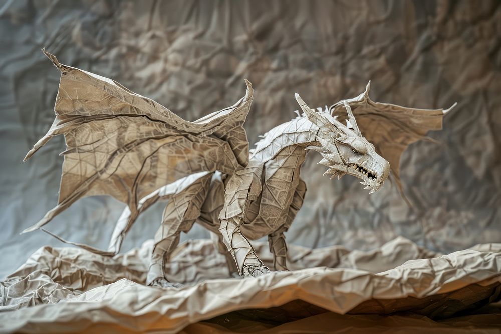 Dragon in style of crumpled accessories sculpture accessory.