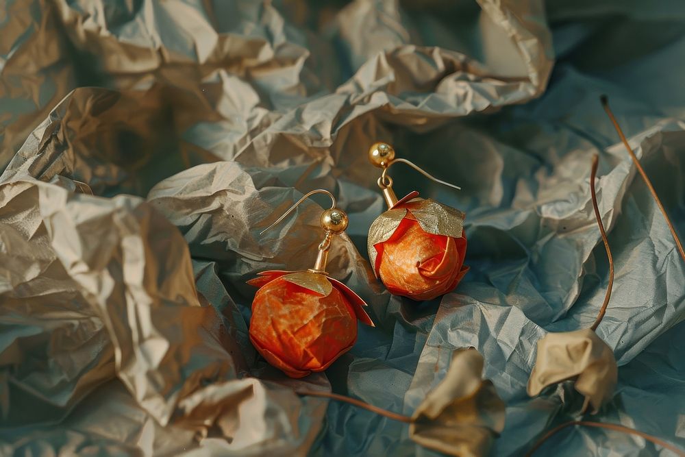 Earrings in style of crumpled accessories christmas accessory.