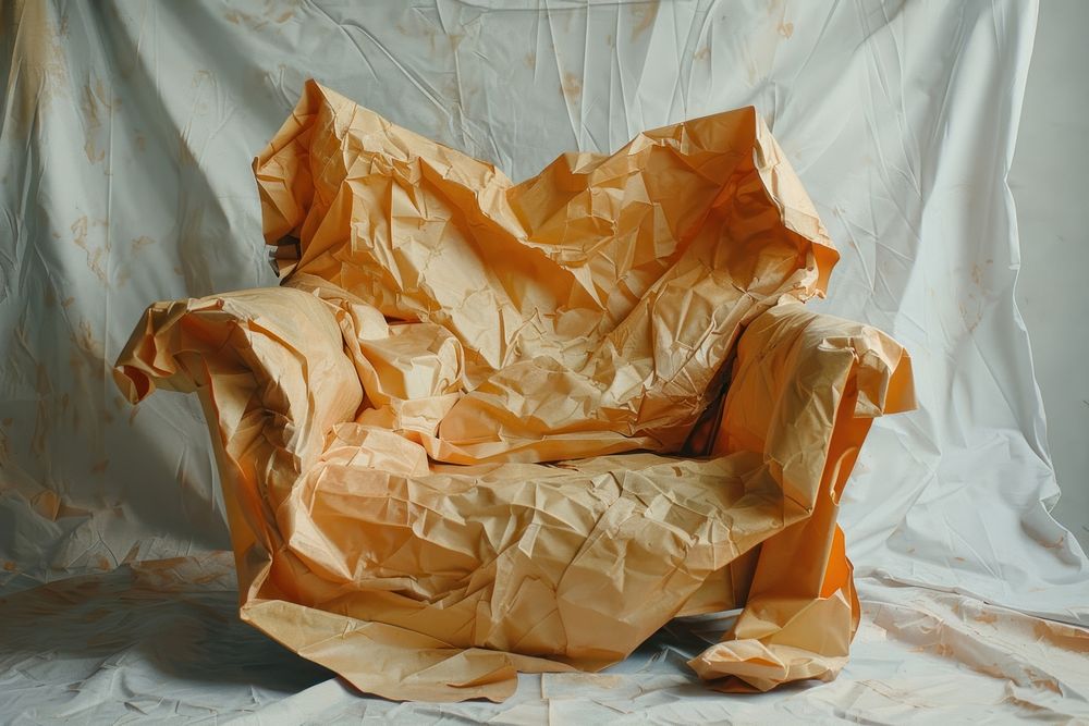 Furniture in style of crumpled armchair clothing apparel.