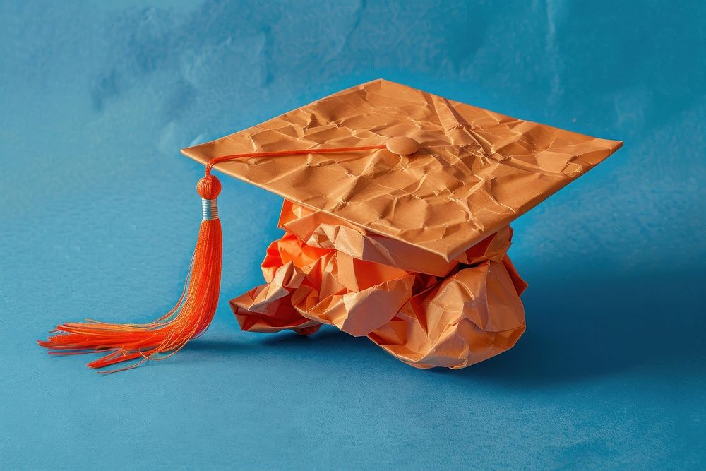 Graduation in style of crumpled paper people person.