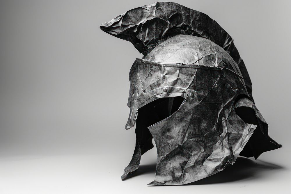 Helmet in style of crumpled person human art.
