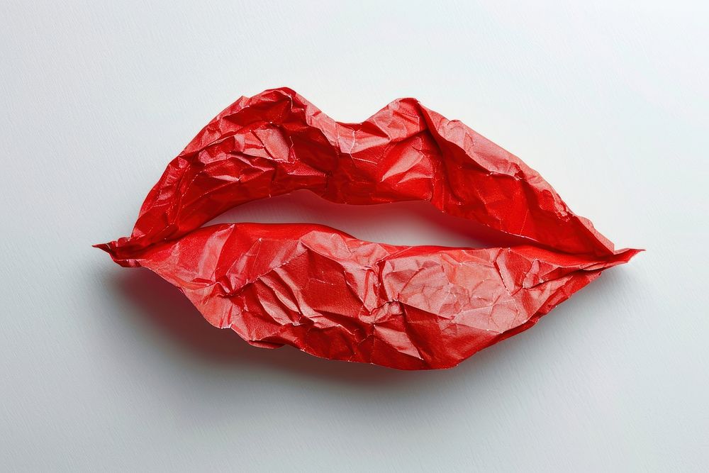 Lips in style of crumpled paper clothing apparel.