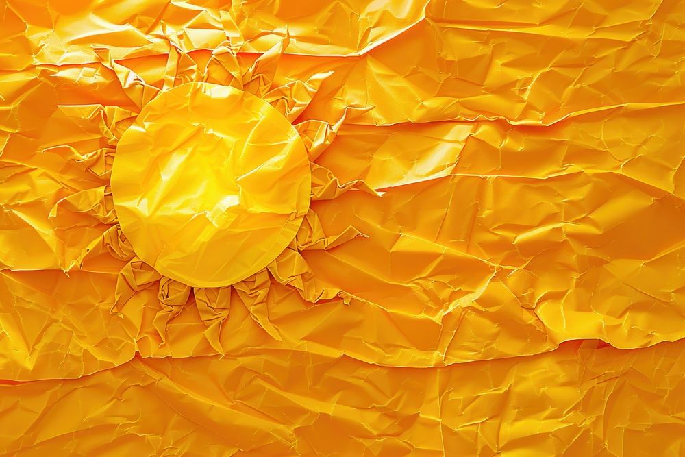 Sun in style of crumpled yellow person human.