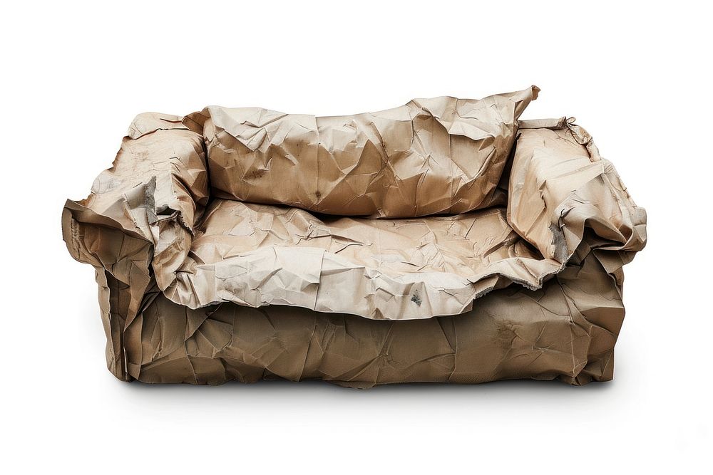 Sofa in style of crumpled paper furniture clothing.