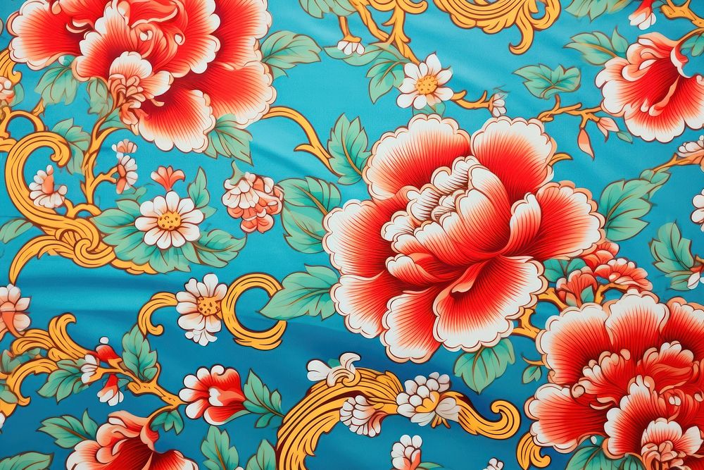 Top view photo of a chinese pattern graphics blossom flower.
