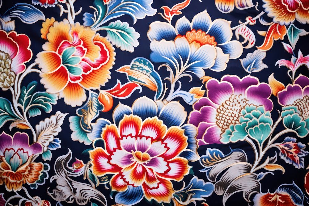 Top view photo of a chinese pattern graphics art floral design.
