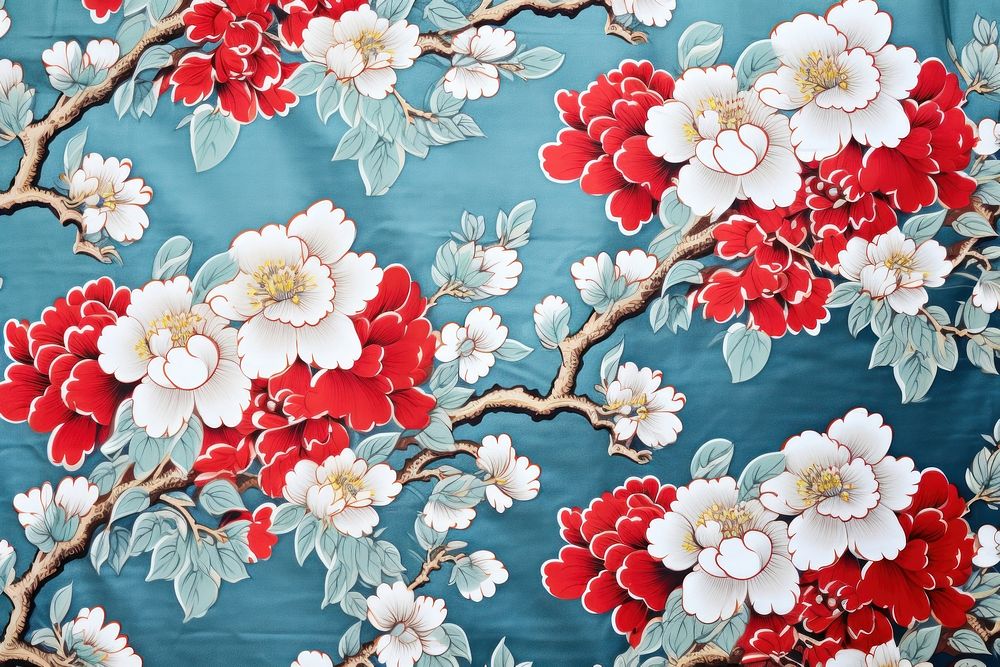 Top view photo of a chinese pattern embroidery graphics blossom.