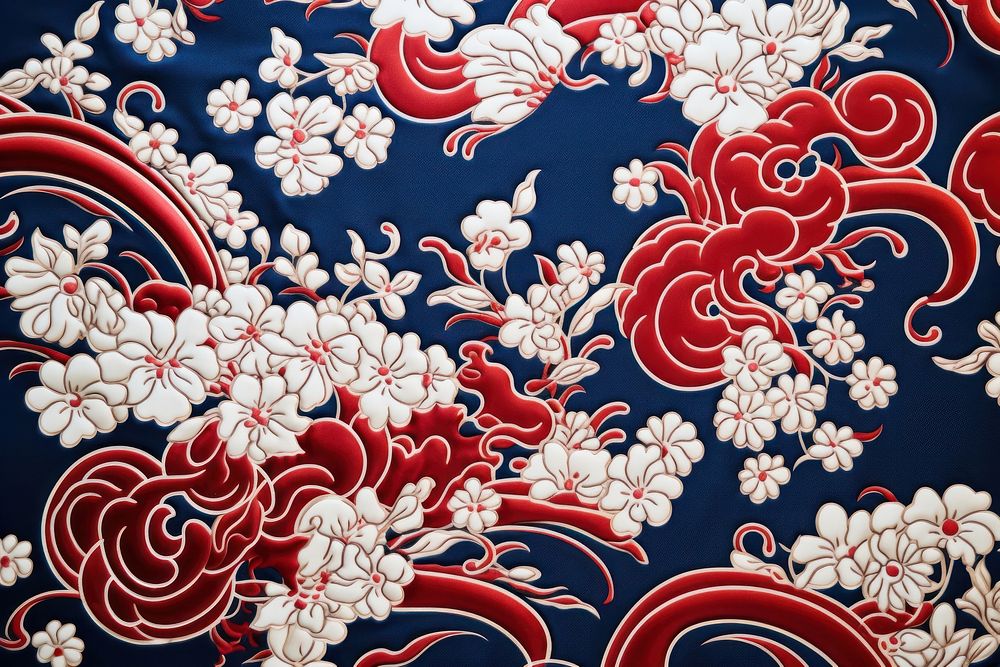 Top view photo of a chinese pattern embroidery graphics dessert.