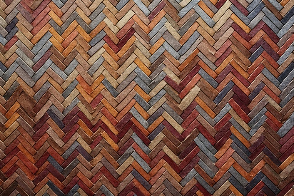 Top view photo of a herringbone pattern texture indoors weaving.