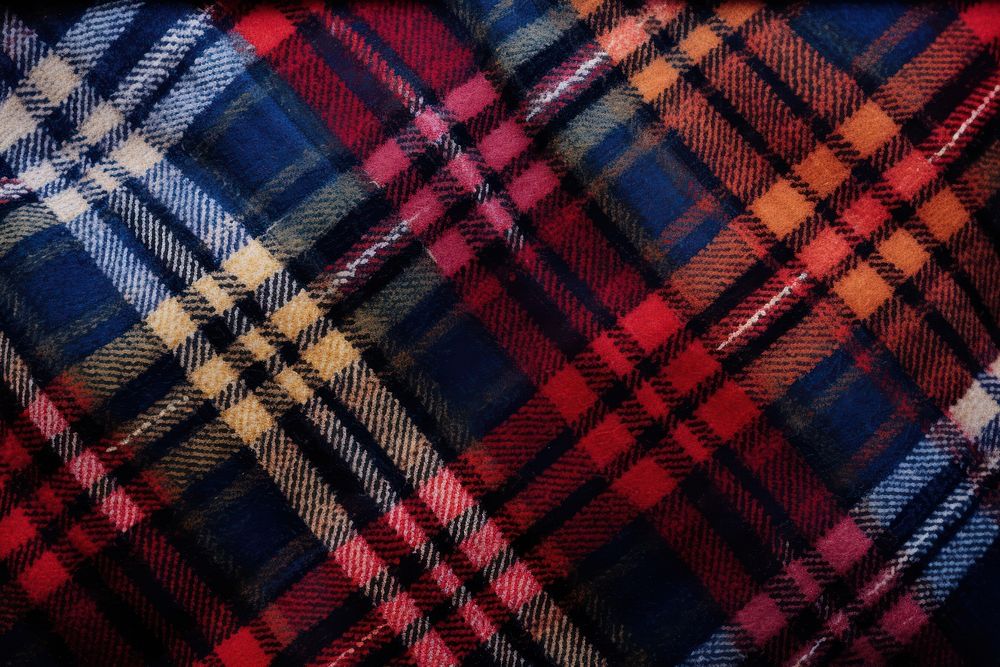 Top view photo of a plaid patterns clothing knitwear apparel.