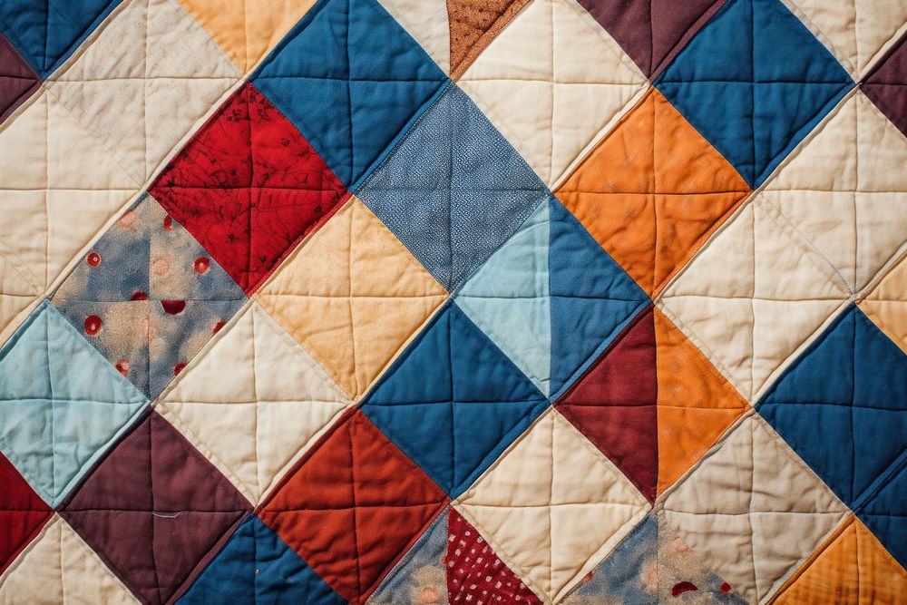 Top view photo of a quilt block print pattern patchwork tent.