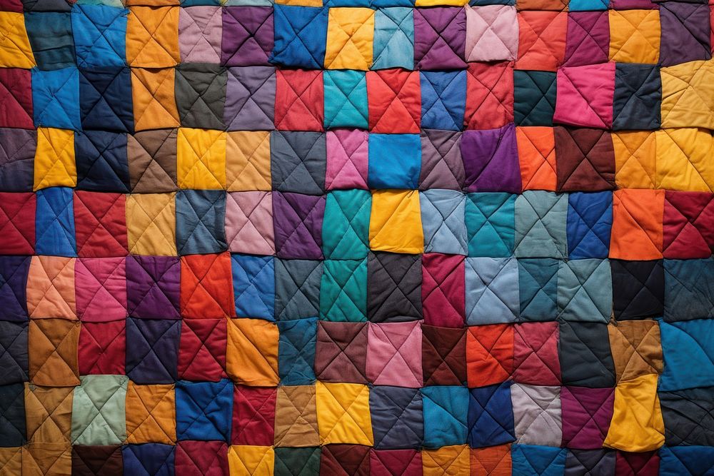 Top view photo of a quilt pattern patchwork blanket.