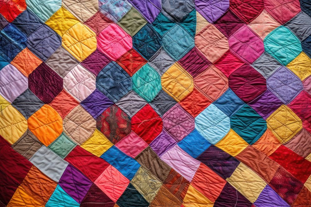 Top view photo of a quilt pattern patchwork person human.
