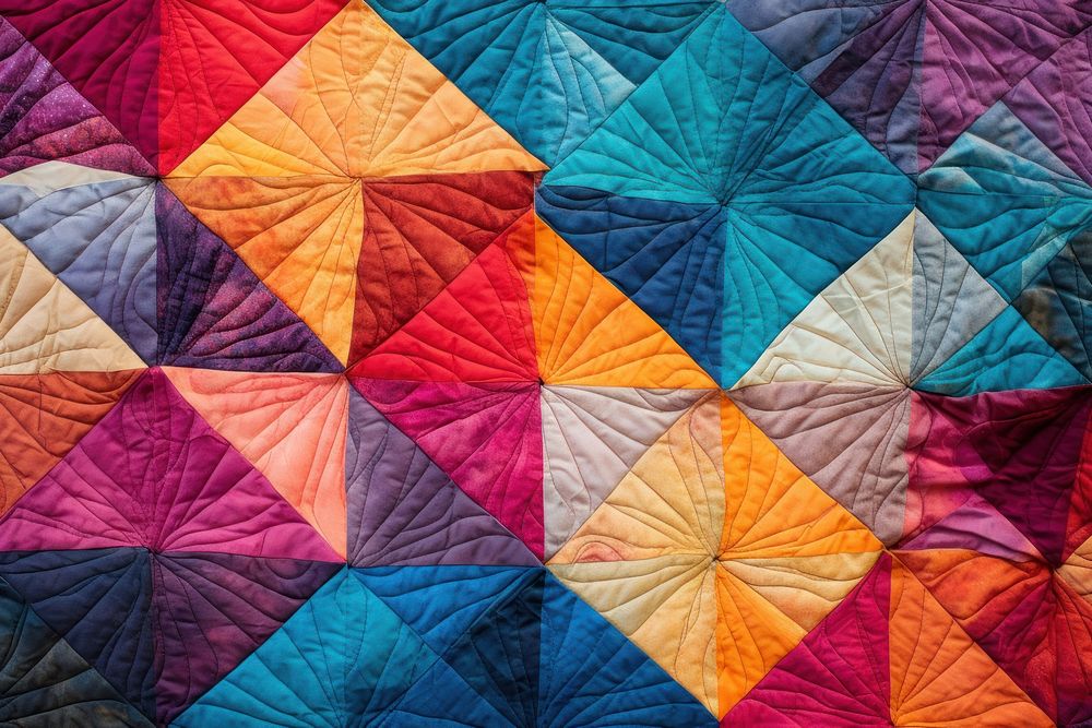 Top view photo of a quilt pattern patchwork.