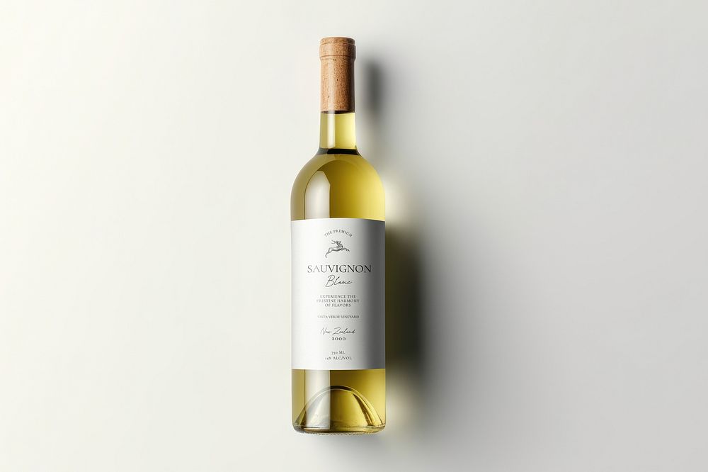 White wine bottle label mockup psd