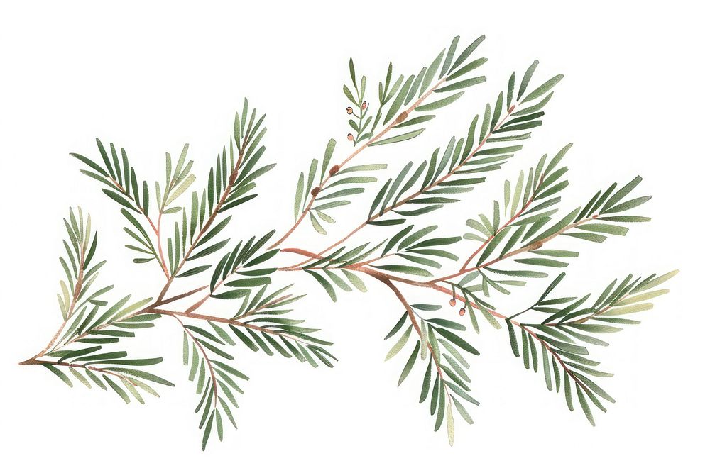 Coniferous branch flat illustration conifer pattern herbal.