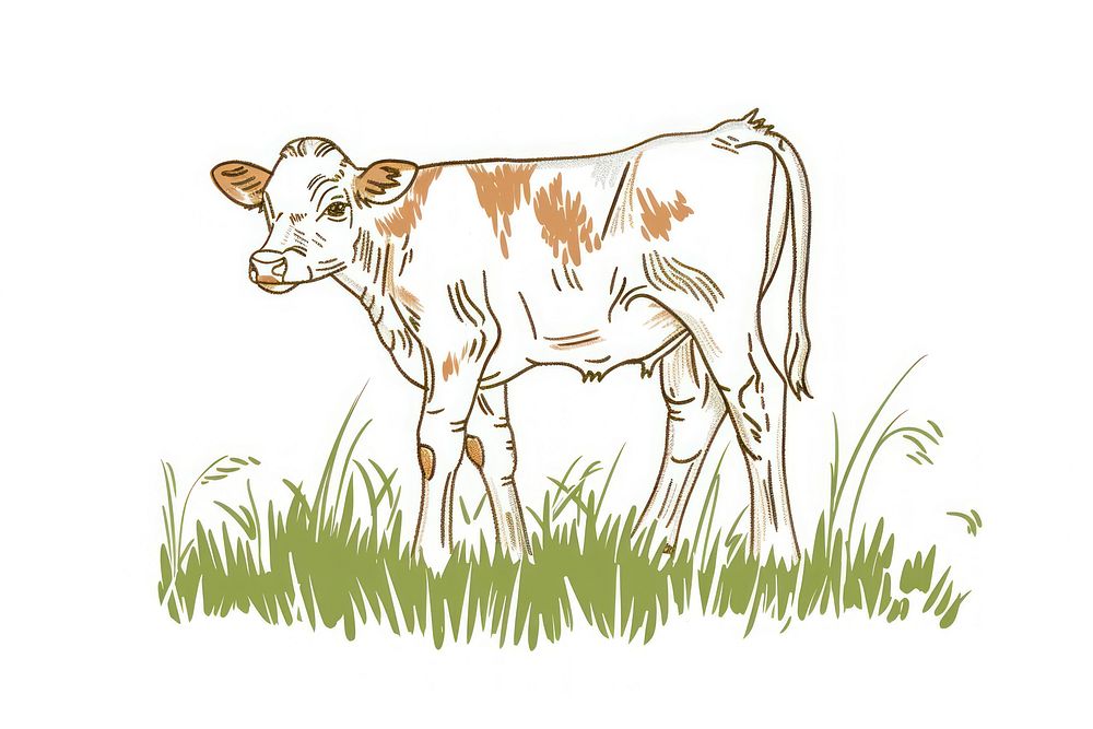 Calf flat illustration calf livestock animal.