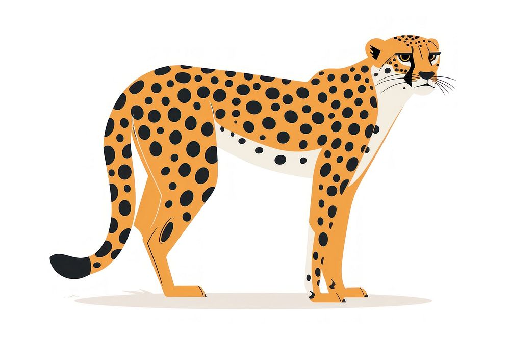 Cheetah flat illustration wildlife panther leopard.