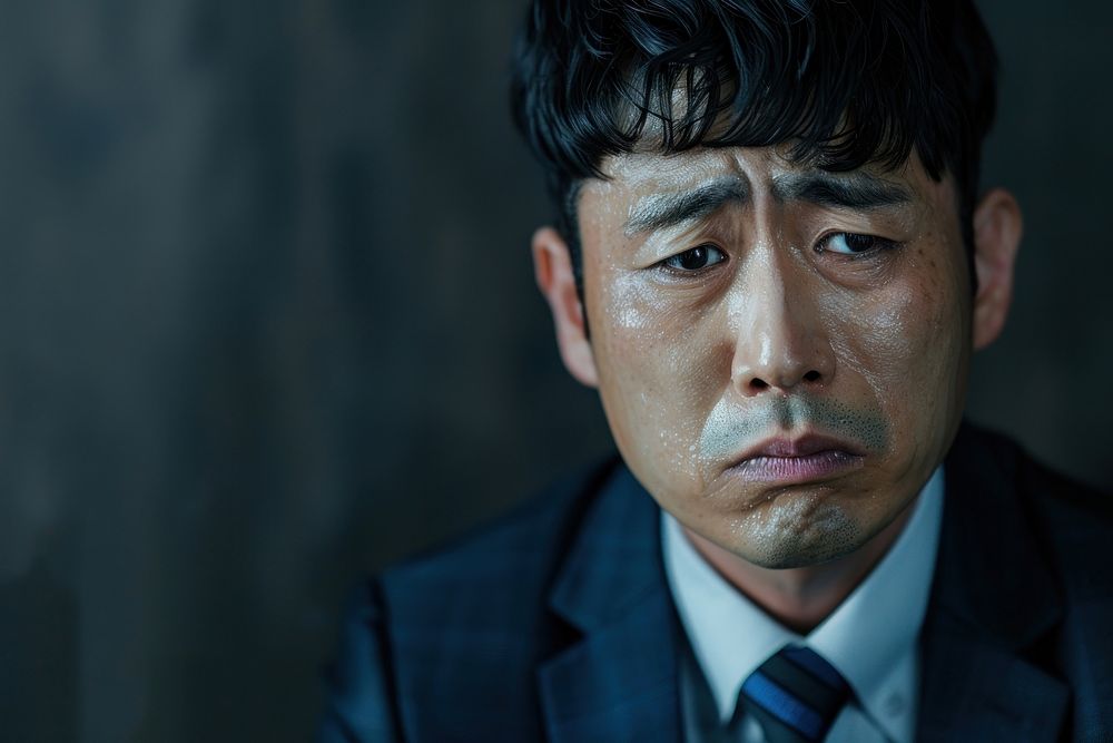 Korean businessman crying photo accessories.