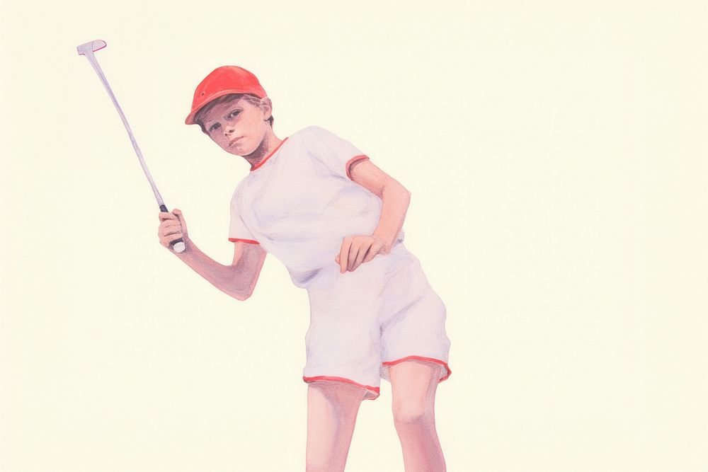 A young boy sports golf cap.