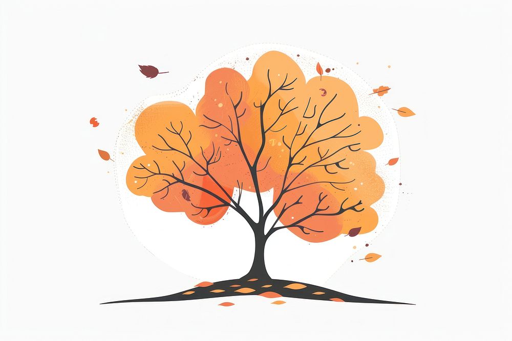 Autumn tree flat illustration art illustrated painting.