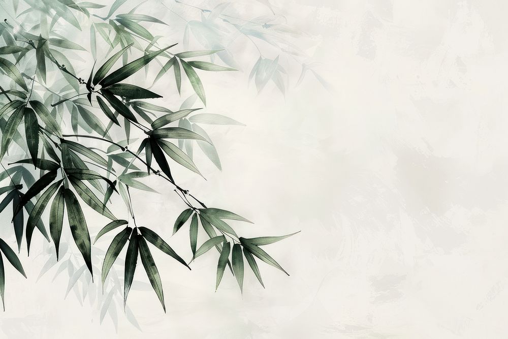 Bamboo vintage Japanese painting art plant leaf.