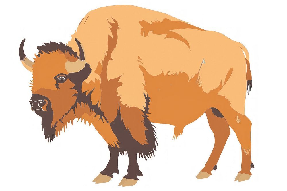 Bison flat illustration livestock wildlife buffalo.