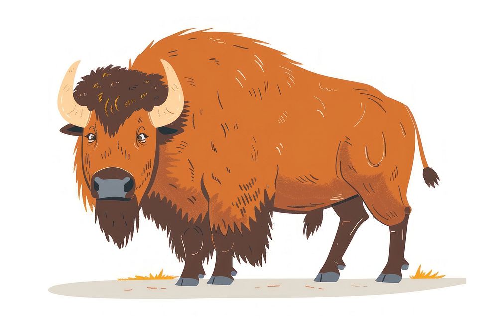 Bison flat illustration livestock wildlife buffalo.