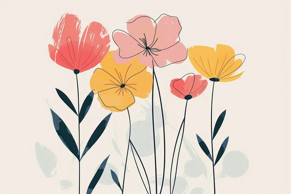 Blanket Flowers flat illustration flower art illustrated.