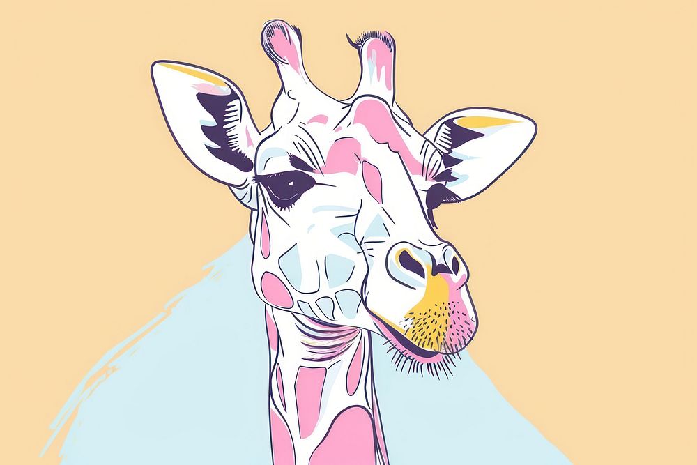 Giraffe flat illustration art illustrated wildlife.