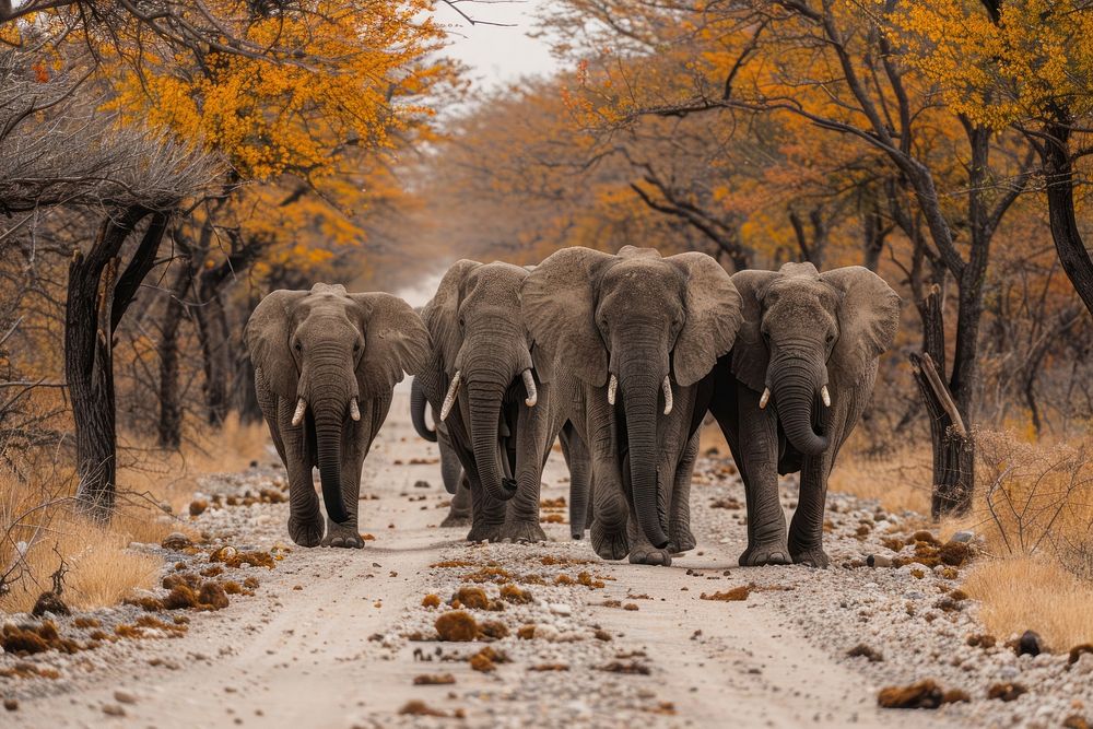 Elephants wildlife outdoors walking.