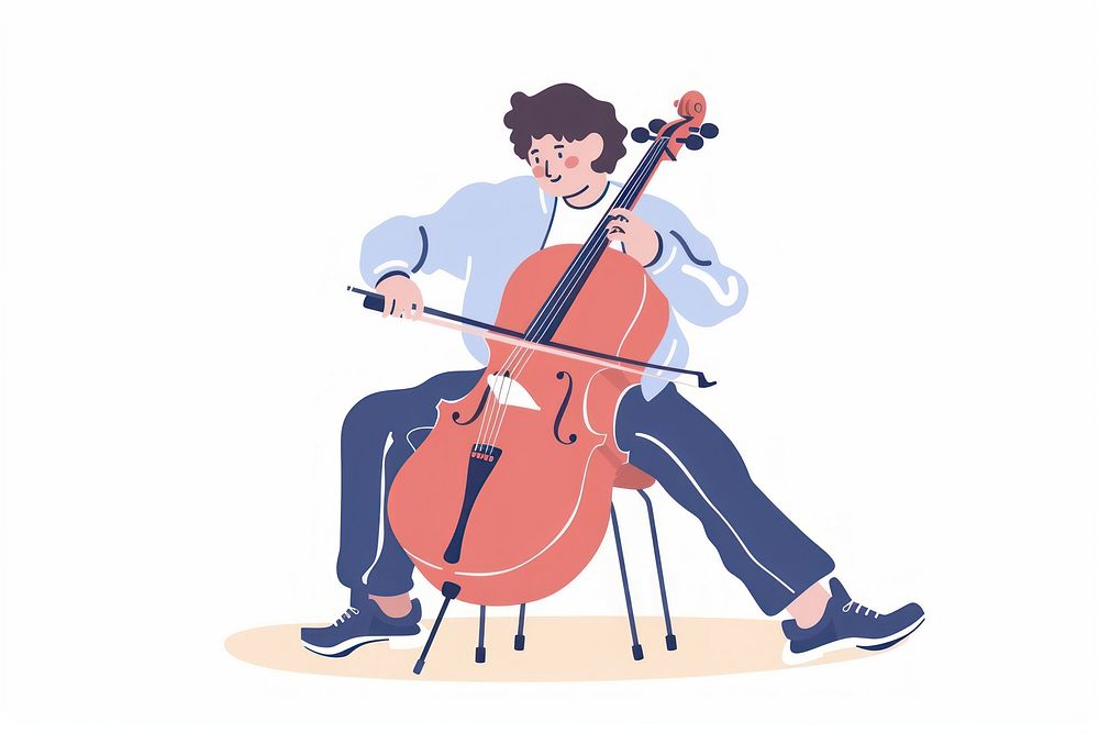 Kid playing Cello flat illustration cello person human.