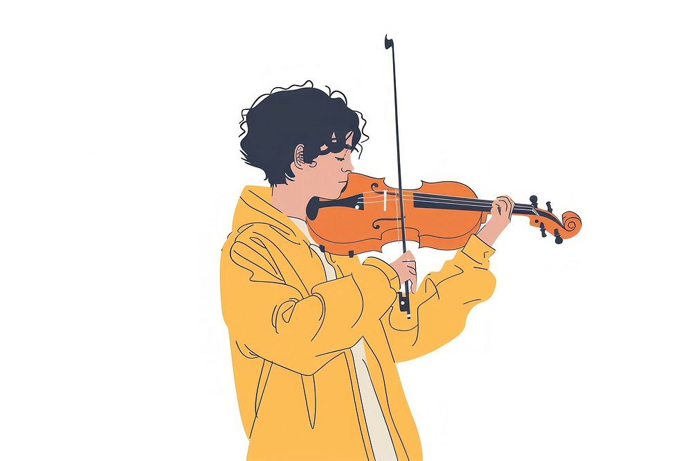 Kid playing violin flat illustration person fiddle human.