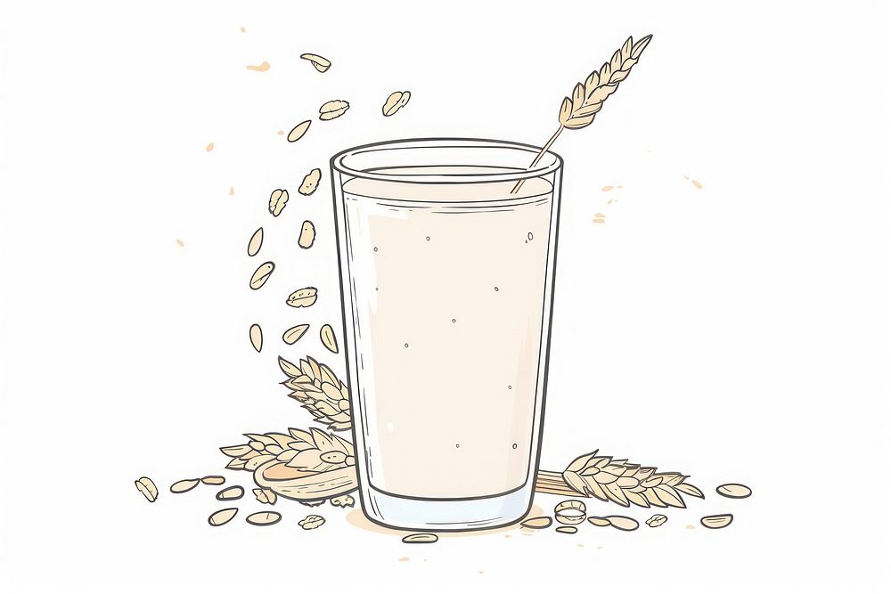 Oat milk flat illustration art illustrated beverage.