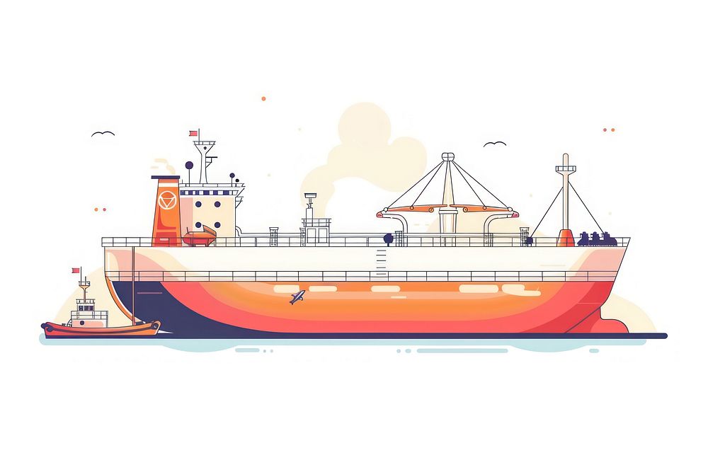 Oil tanker flat illustration transportation watercraft icebreaker.