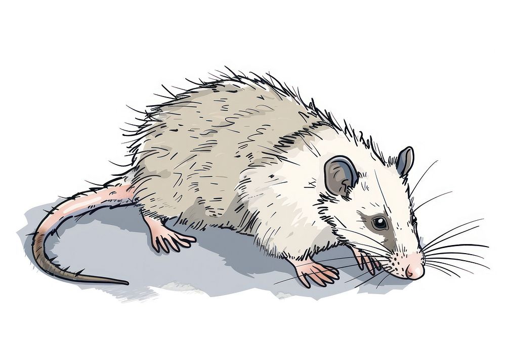 Opossum flat illustration wildlife animal mammal.