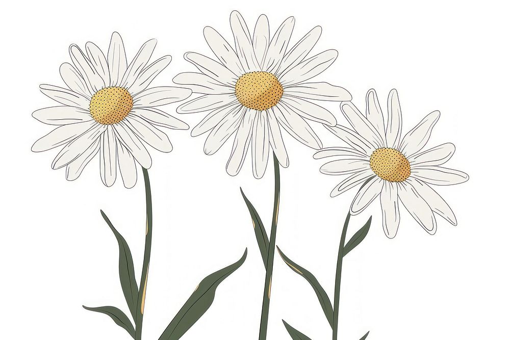 Oxeye Daisy flat illustration daisy asteraceae blossom.
