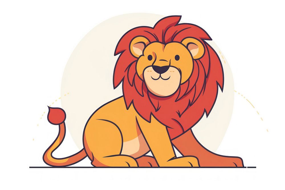 Lion flat illustration wildlife cartoon animal.