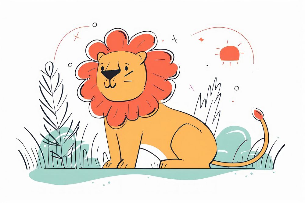 Lion flat illustration art illustrated wildlife.