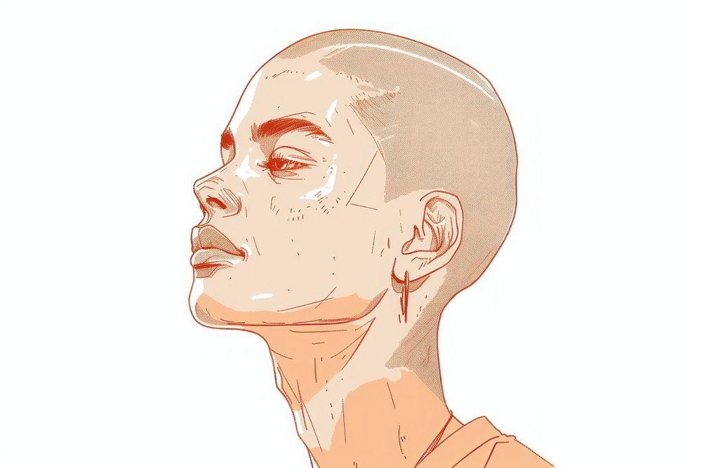 Man with shaved hair art illustrated photography.