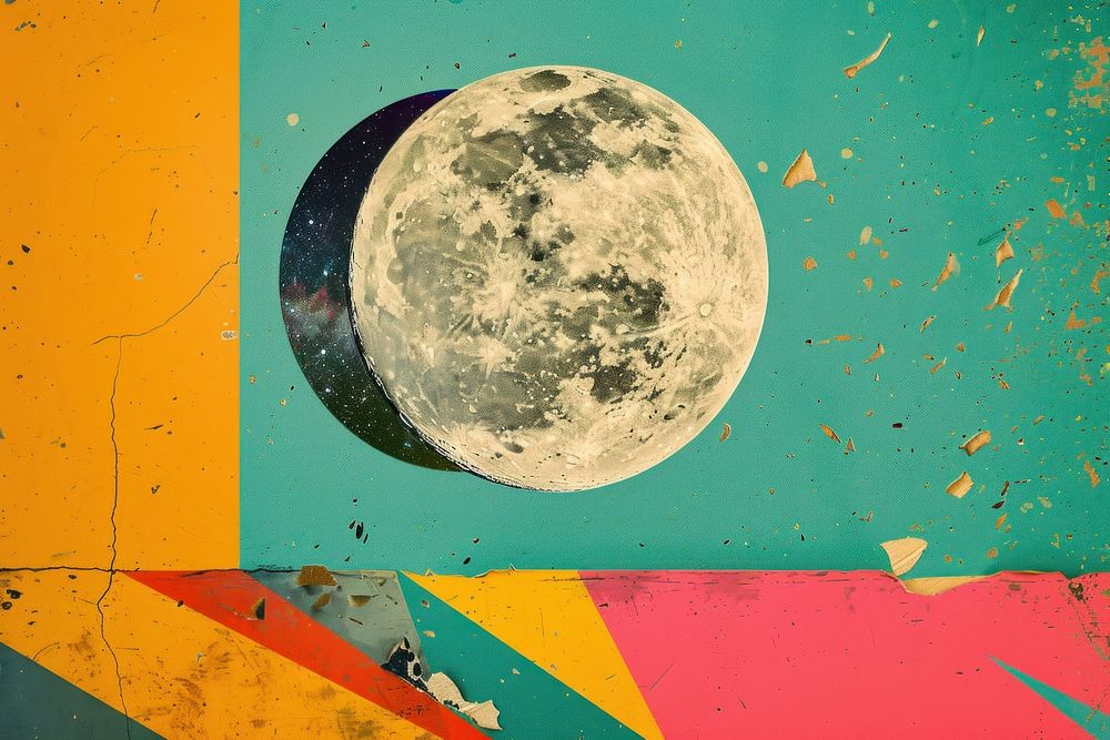 Retro collage moon astronomy outdoors | Premium Photo Illustration ...