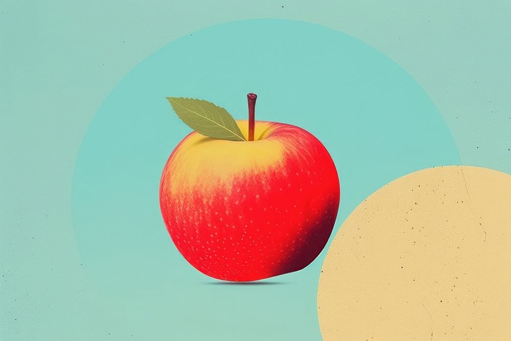 Retro collage of apple fruit plant food.