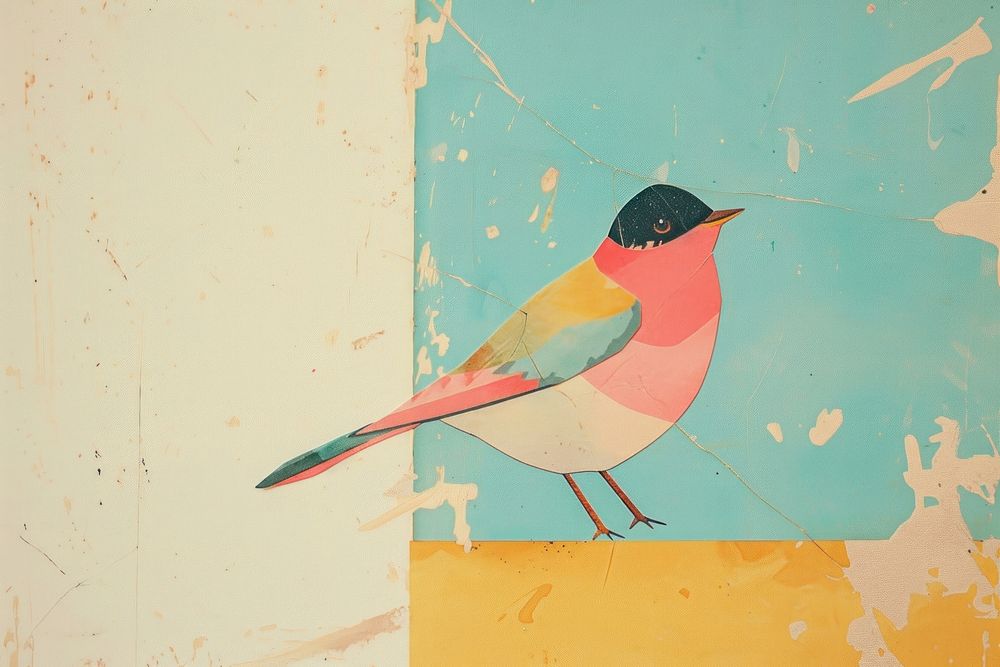 Retro collage of bird art painting animal.