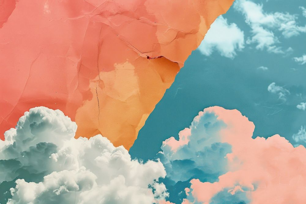 Retro collage of sky outdoors cloud backgrounds.